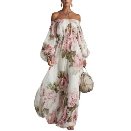 Robe licou ample à jambe large en aquarelle indigo