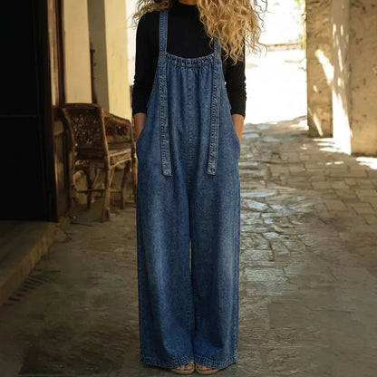 Salopette ample en jean délavé style vintage