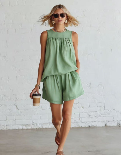 Ensemble short décontracté froissé deux pièces