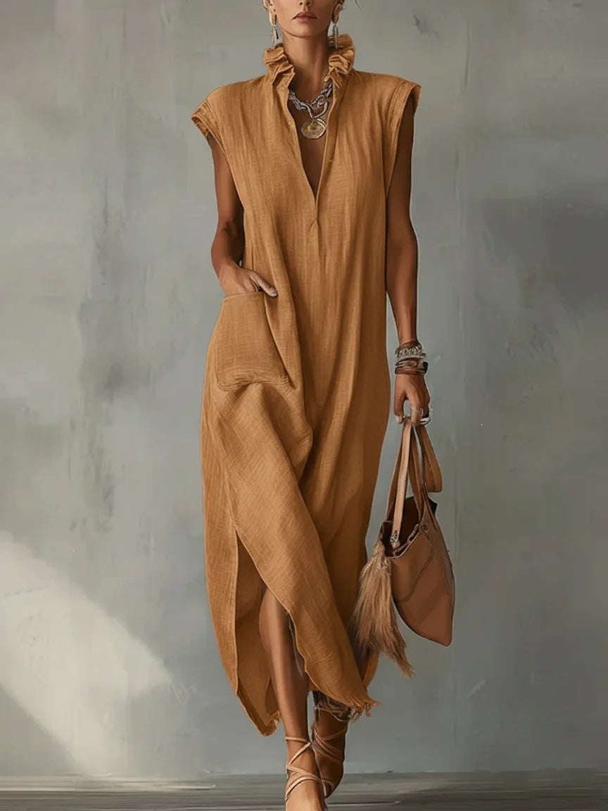 Robe longue de printemps à volants