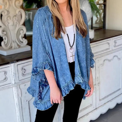 Veste Kimono à Volants en Jean
