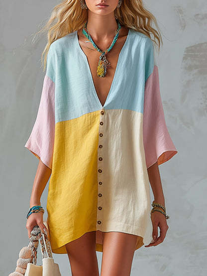 Robe Tunique Color Block « Sunset Breeze »