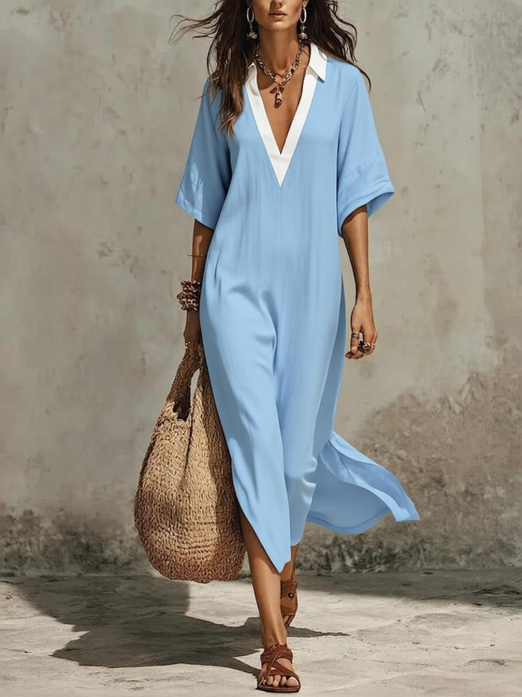 Nouvelle jupe longue décontractée style bohème à col en V profond