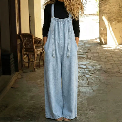 Salopette ample en jean délavé style vintage