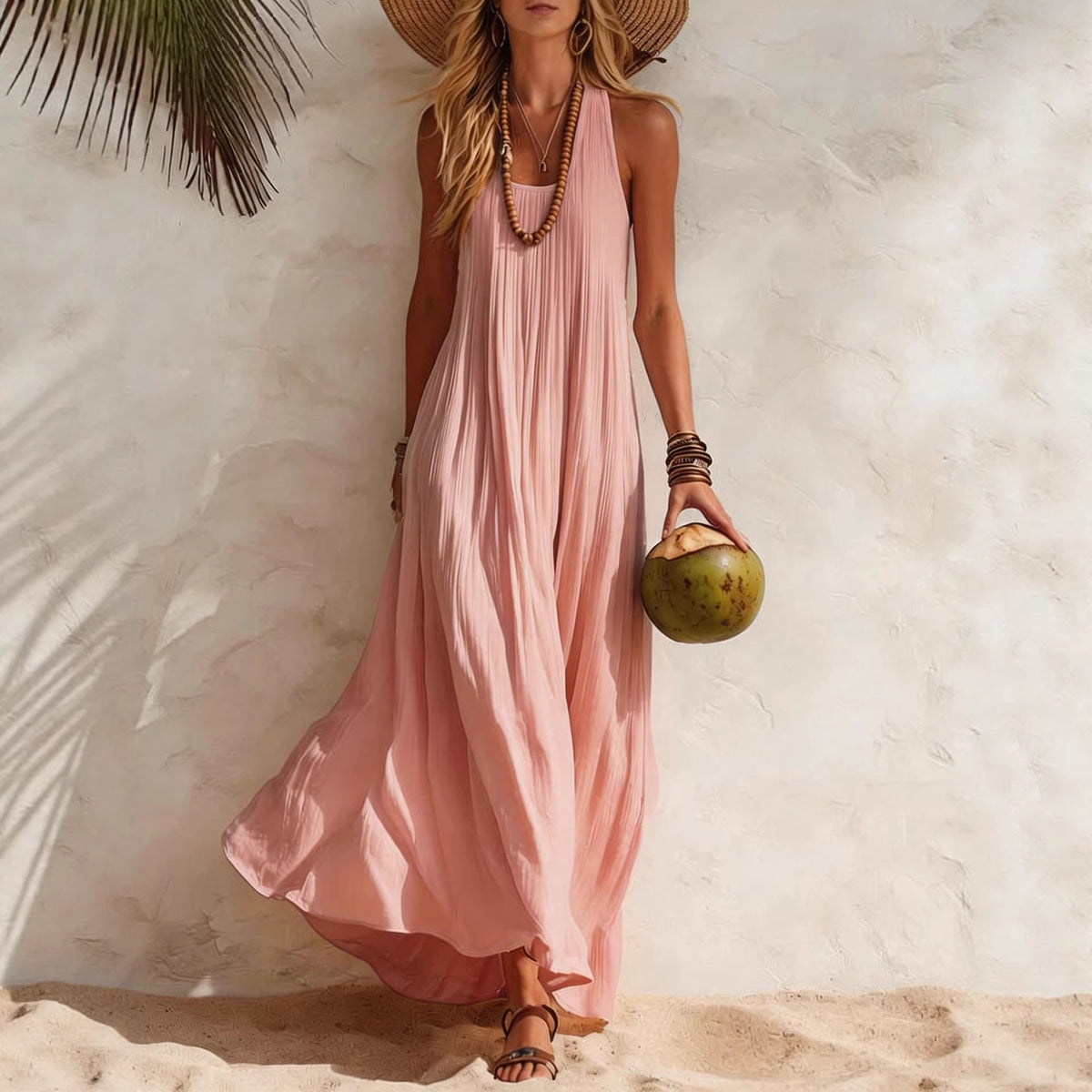 Robe longue fluide à encolure américaine