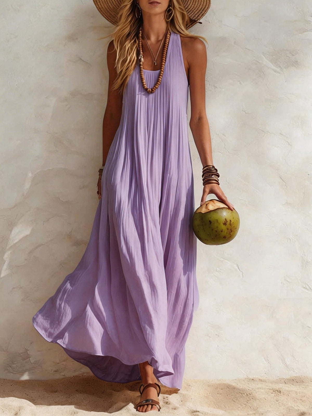 Robe longue fluide à encolure américaine