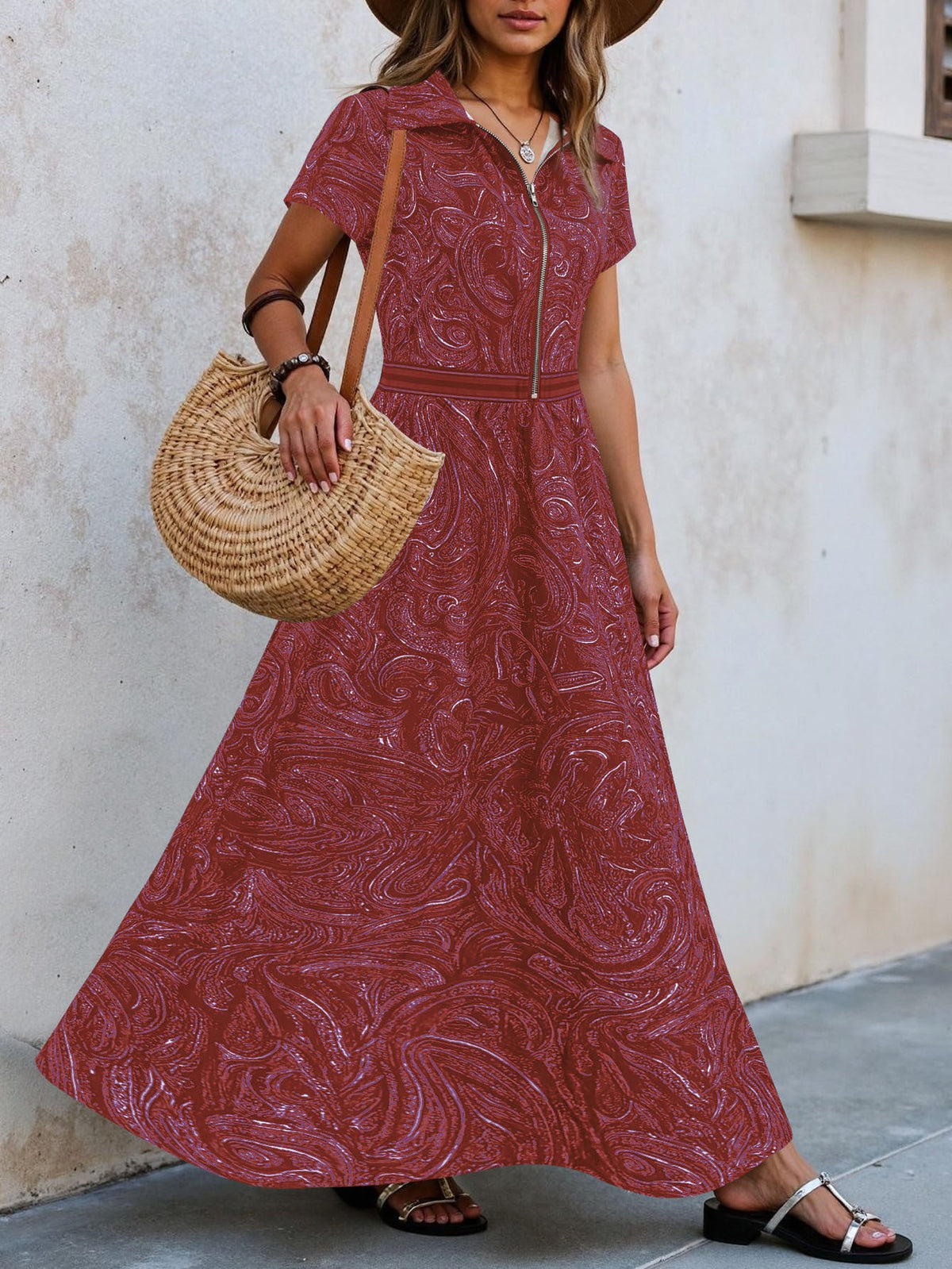 🌟 Robe longue intemporelle imprimée cachemire : L'élégance sans effort pour toutes les occasions