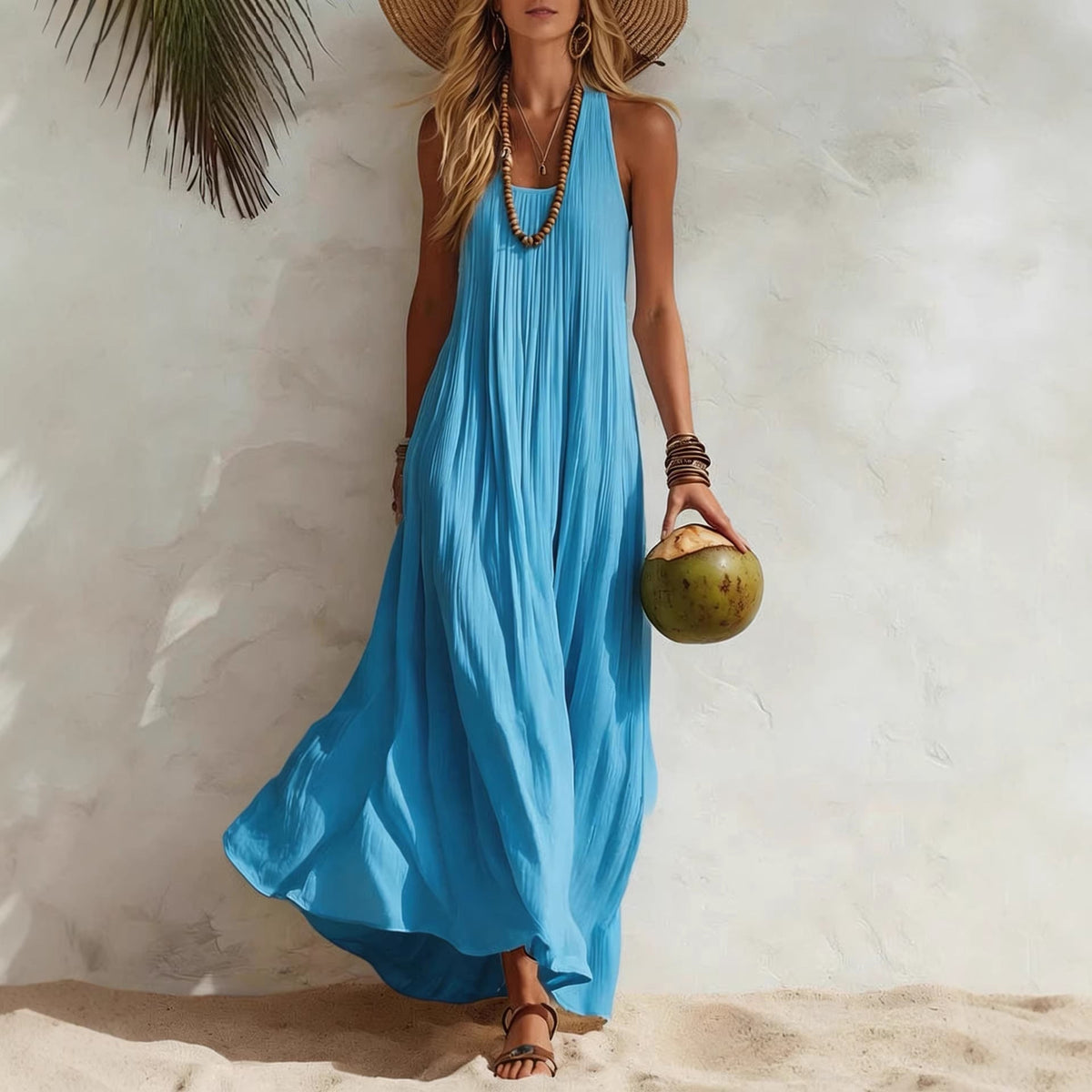 Robe longue fluide à encolure américaine