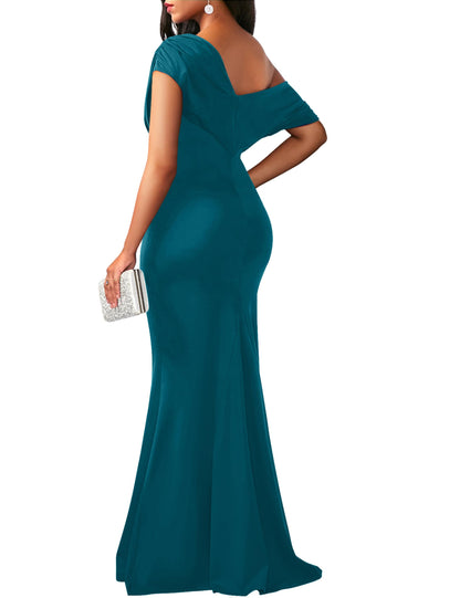Robe de soirée longue élégante, moulante, sans manches et sans épaules pour femmes, collection 2025