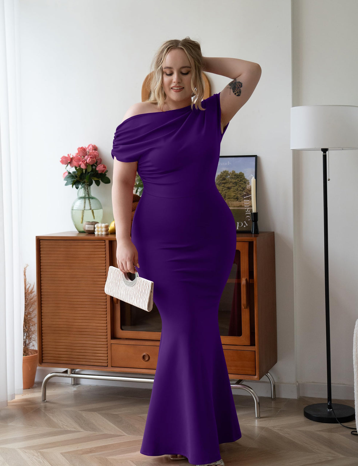 Robe de soirée longue élégante, moulante, sans manches et sans épaules pour femmes, collection 2025