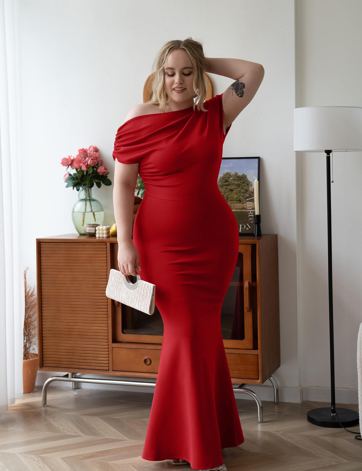 Robe de soirée longue élégante, moulante, sans manches et sans épaules pour femmes, collection 2025