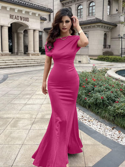 Robe de soirée longue élégante, moulante, sans manches et sans épaules pour femmes, collection 2025