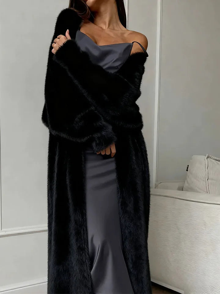 Women's Loose Soft Fluffy Autumn-Winter Cardigan, Long White Knitted Faux Mink Vest