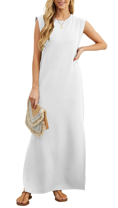 Robe longue décontractée ample fendue infroissable pour femme