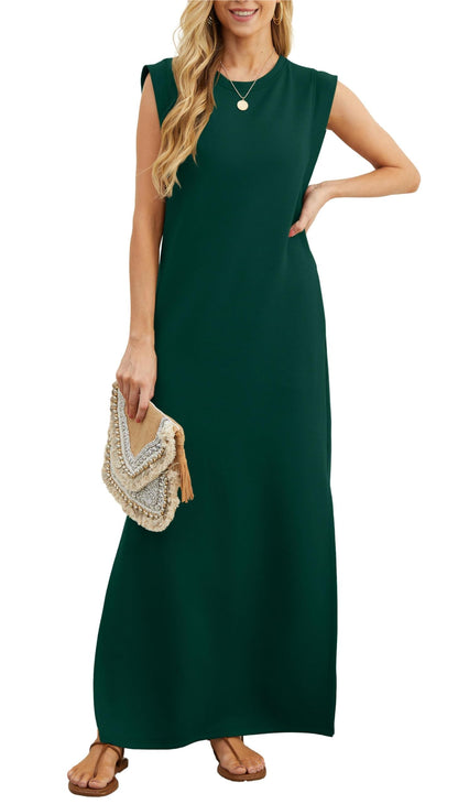 Robe longue décontractée ample fendue infroissable pour femme