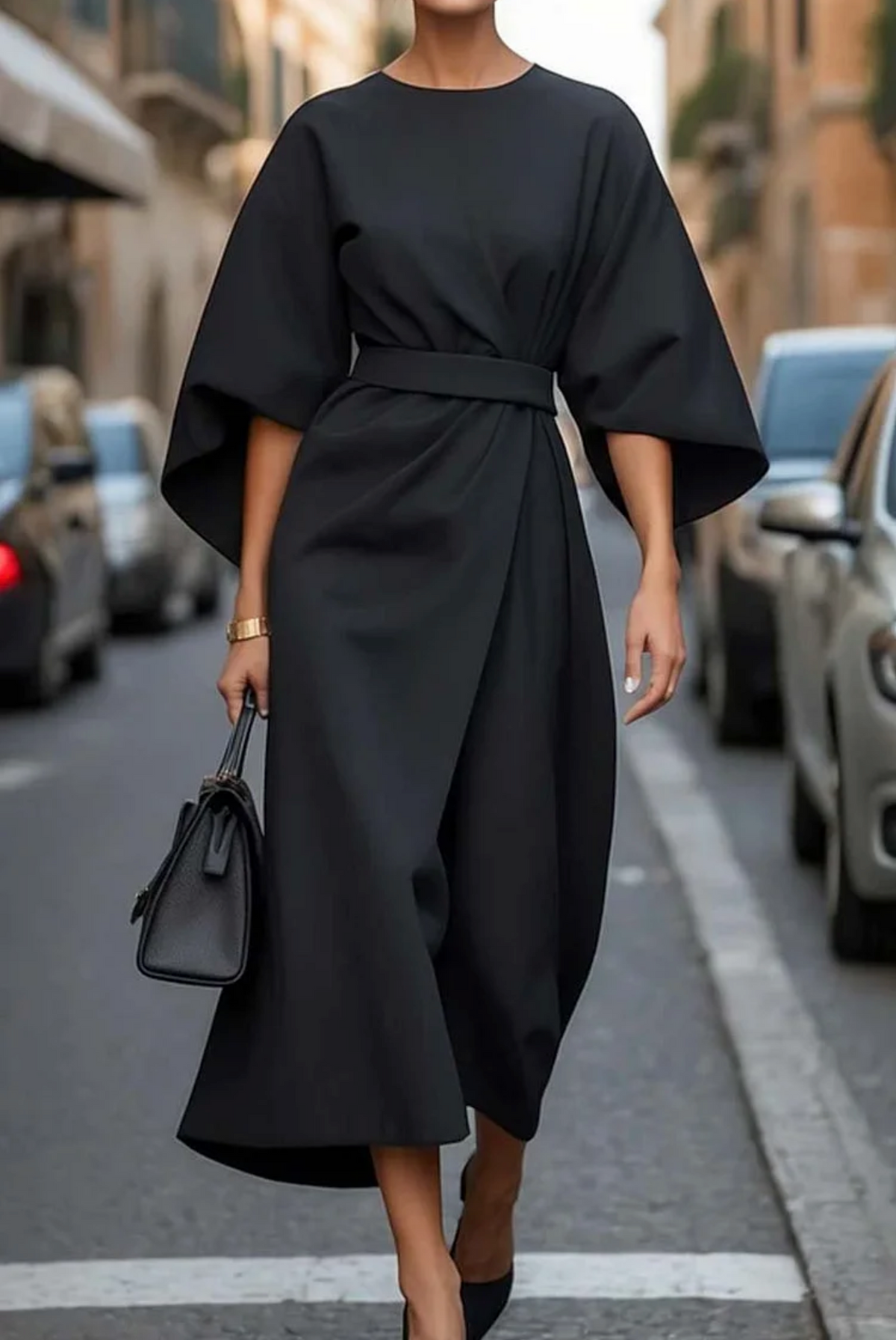 Robe élégante à manches lanternes