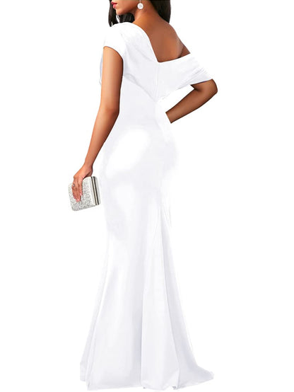 Robe de soirée longue élégante, moulante, sans manches et sans épaules pour femmes, collection 2025