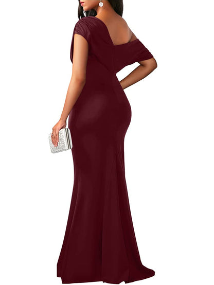 Robe de soirée longue élégante, moulante, sans manches et sans épaules pour femmes, collection 2025