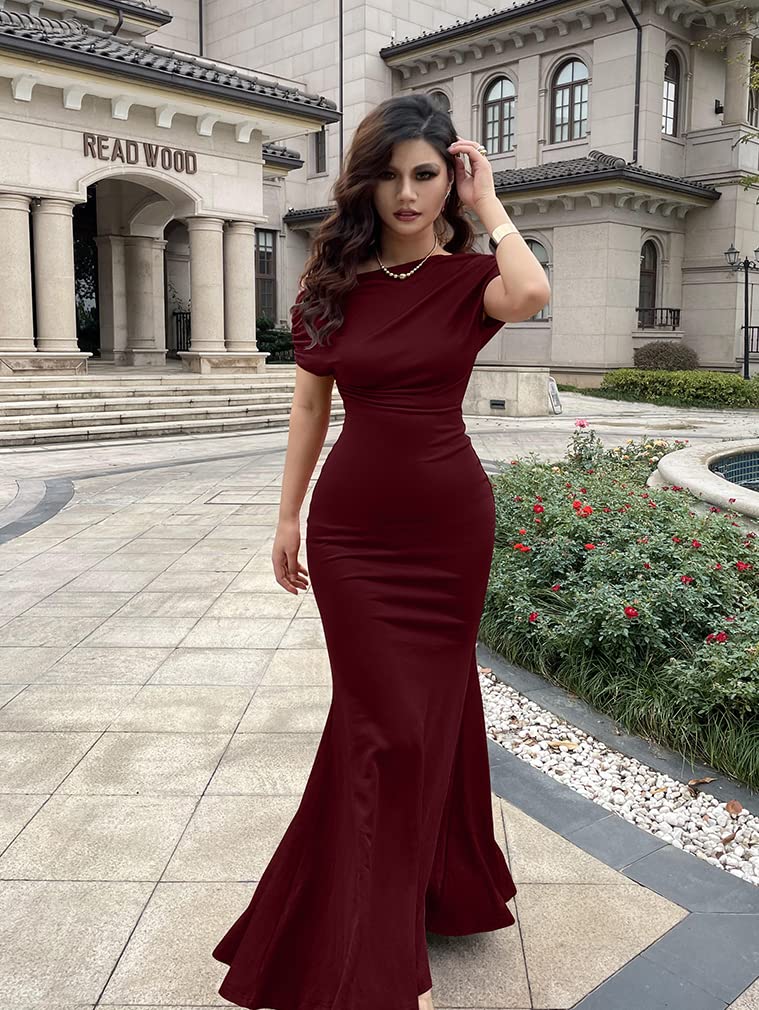 Robe de soirée longue élégante, moulante, sans manches et sans épaules pour femmes, collection 2025