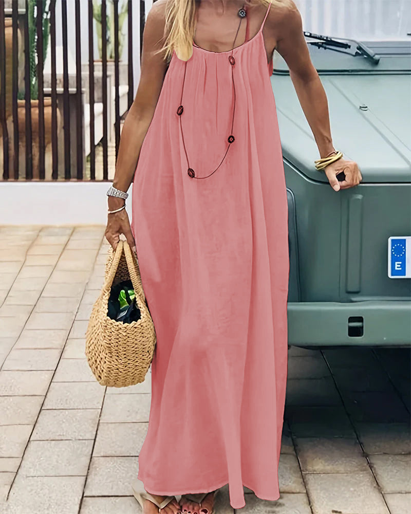 Robe caraco dos nu de couleur unie pour femme