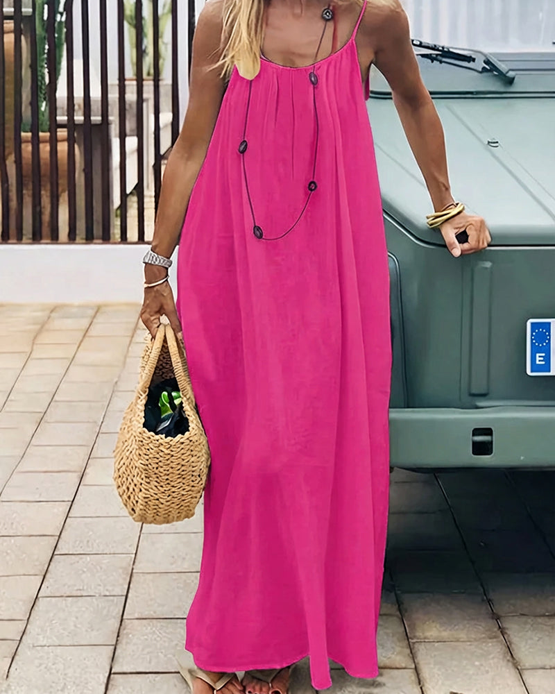 Robe caraco dos nu de couleur unie pour femme