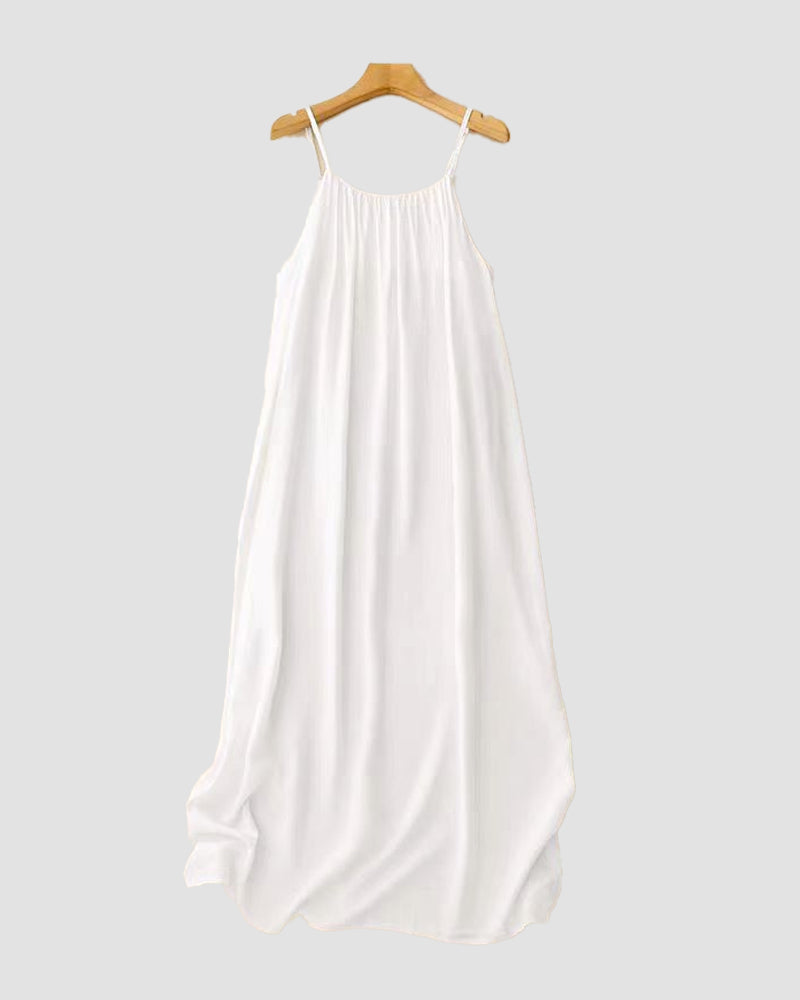 Robe caraco dos nu de couleur unie pour femme