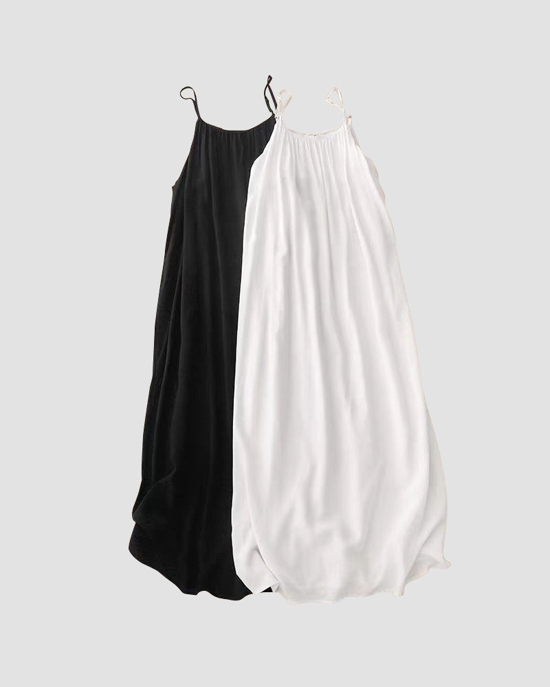 Robe caraco dos nu de couleur unie pour femme