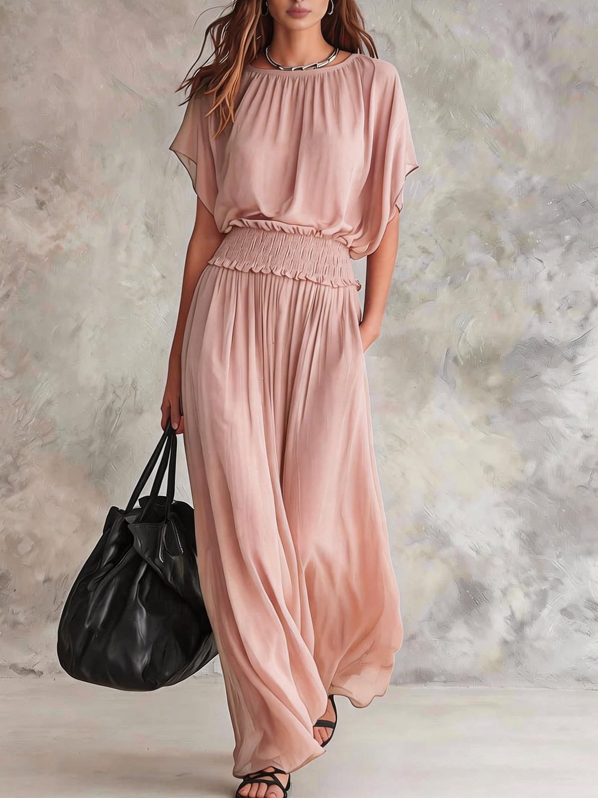 Combinaison ample à taille smockée et jambes larges