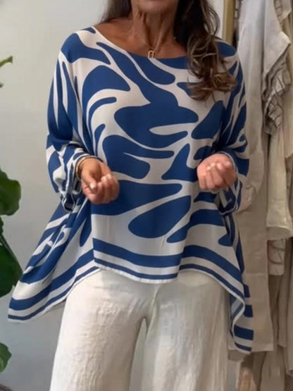 Blouse décontractée en mousseline imprimée à coupe ample