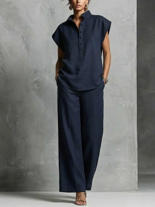 Ensemble Confortable en Coton et Lin Simple pour Femmes