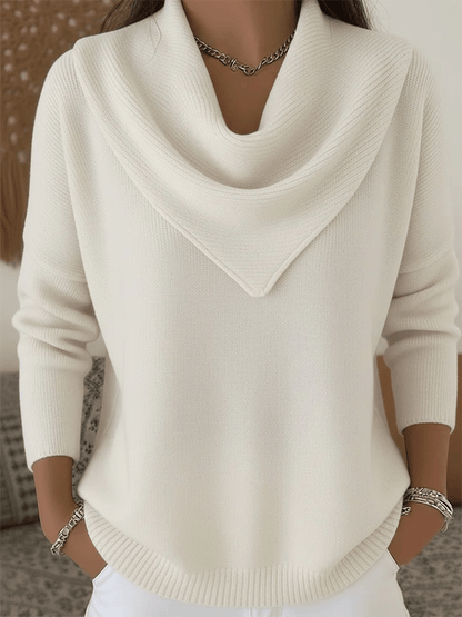 Plain soft retro elegant V-neck jumper
