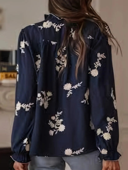 Chemise à manches longues boutonnée à motifs floraux