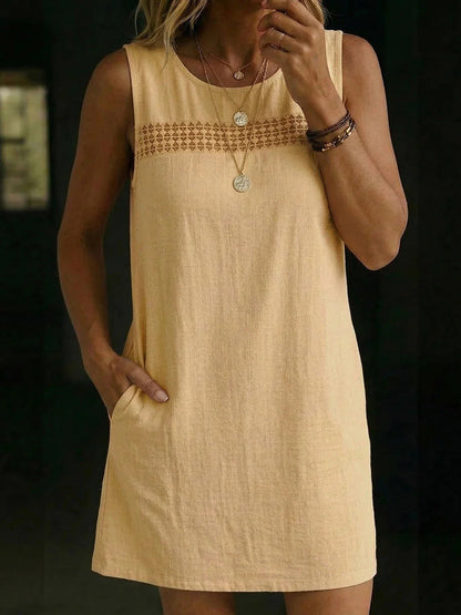 Robe droite sans manches en mélange de lin