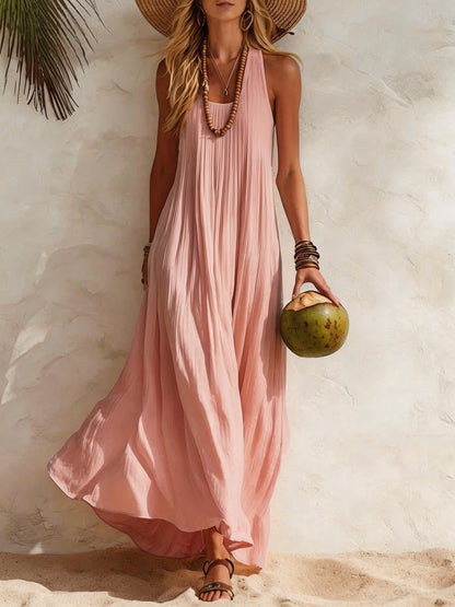 Robe longue fluide à encolure américaine