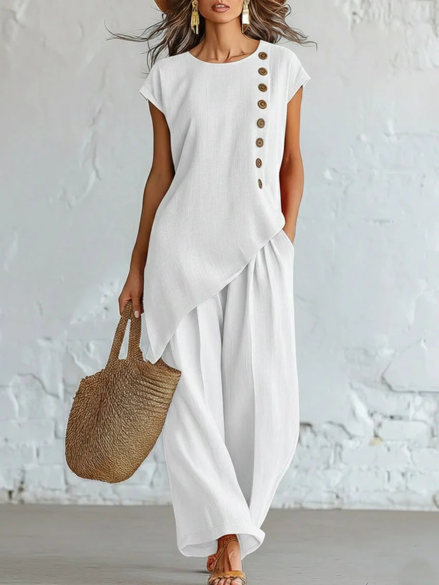 Ensemble 2 pièces en mélange de lin sans effort | Coupe décontractée, S-5XL