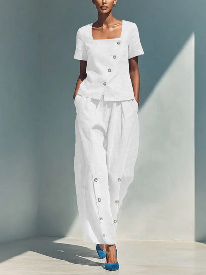 Ensemble deux pièces en lin sur mesure
