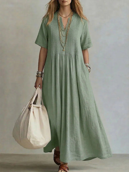 Robe longue décontractée à manches courtes pour femmes