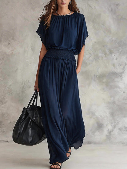 Combinaison ample à taille smockée et jambes larges
