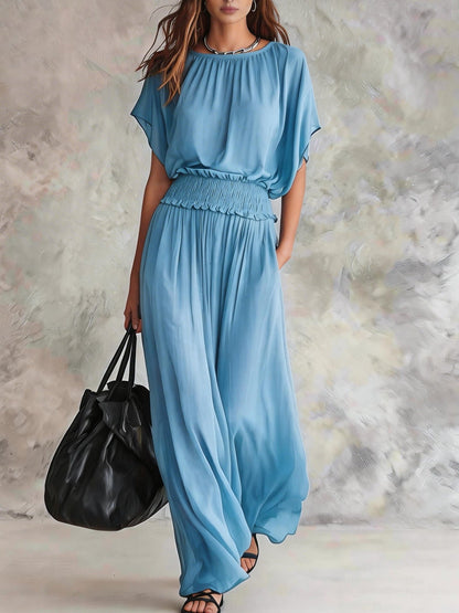 Combinaison ample à taille smockée et jambes larges