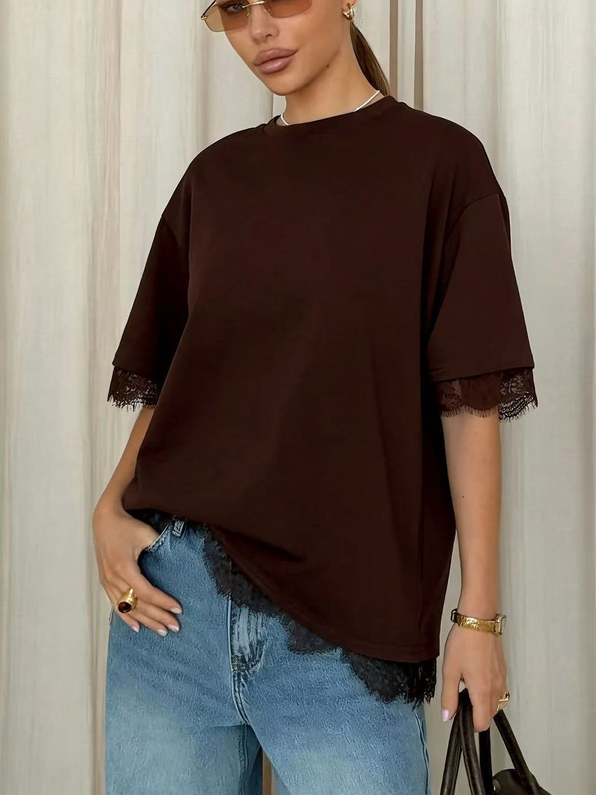 T-shirt oversize en dentelle