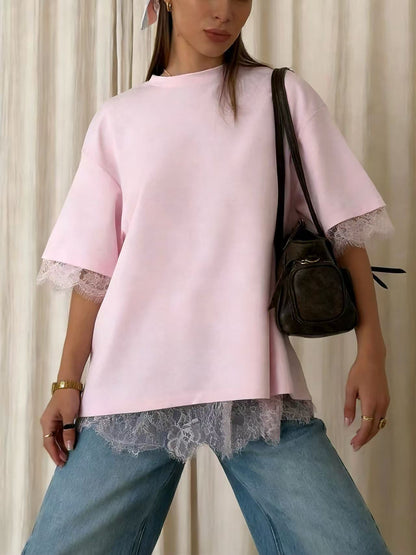 T-shirt oversize en dentelle