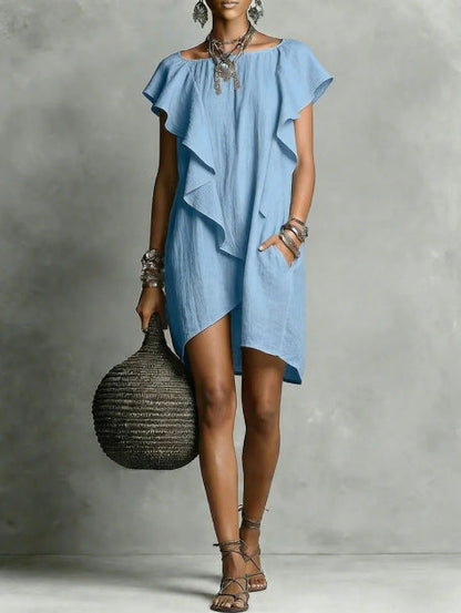 Robe à volants élégante et romantique aux couleurs contrastées