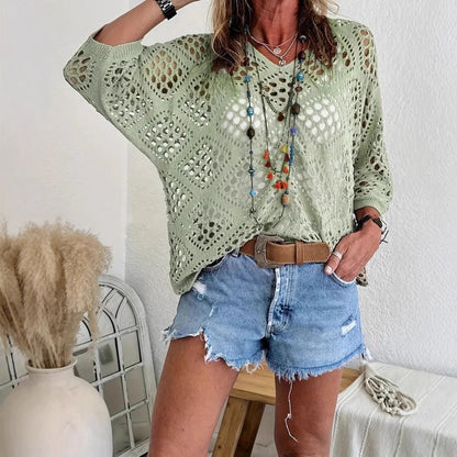? Top Bohème en Crochet Col V Fait Main | Essentiel de l'Été Abricot