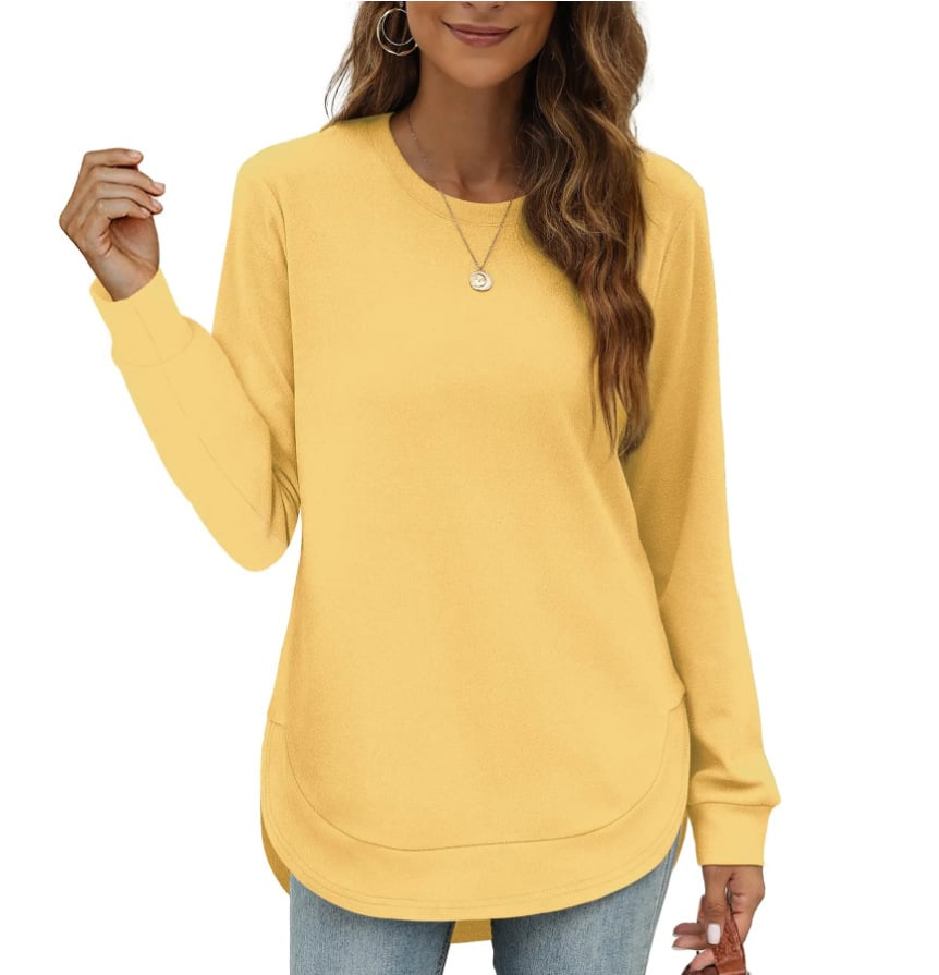 Sweat-shirt femme col rond ourlet incurvé