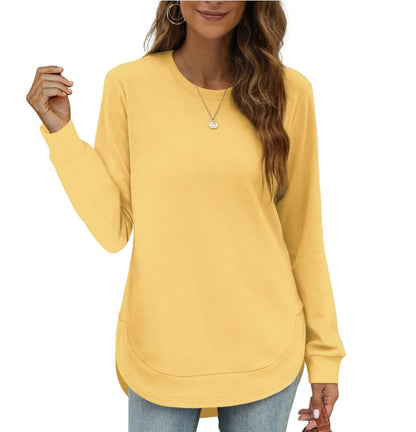 Sweat-shirt femme col rond ourlet incurvé