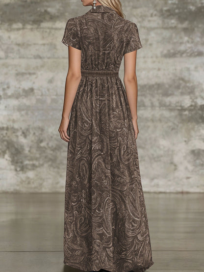 🌟 Robe longue intemporelle imprimée cachemire : L'élégance sans effort pour toutes les occasions