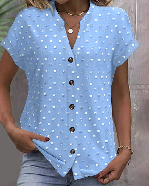 Off-the-shoulder blue blouse