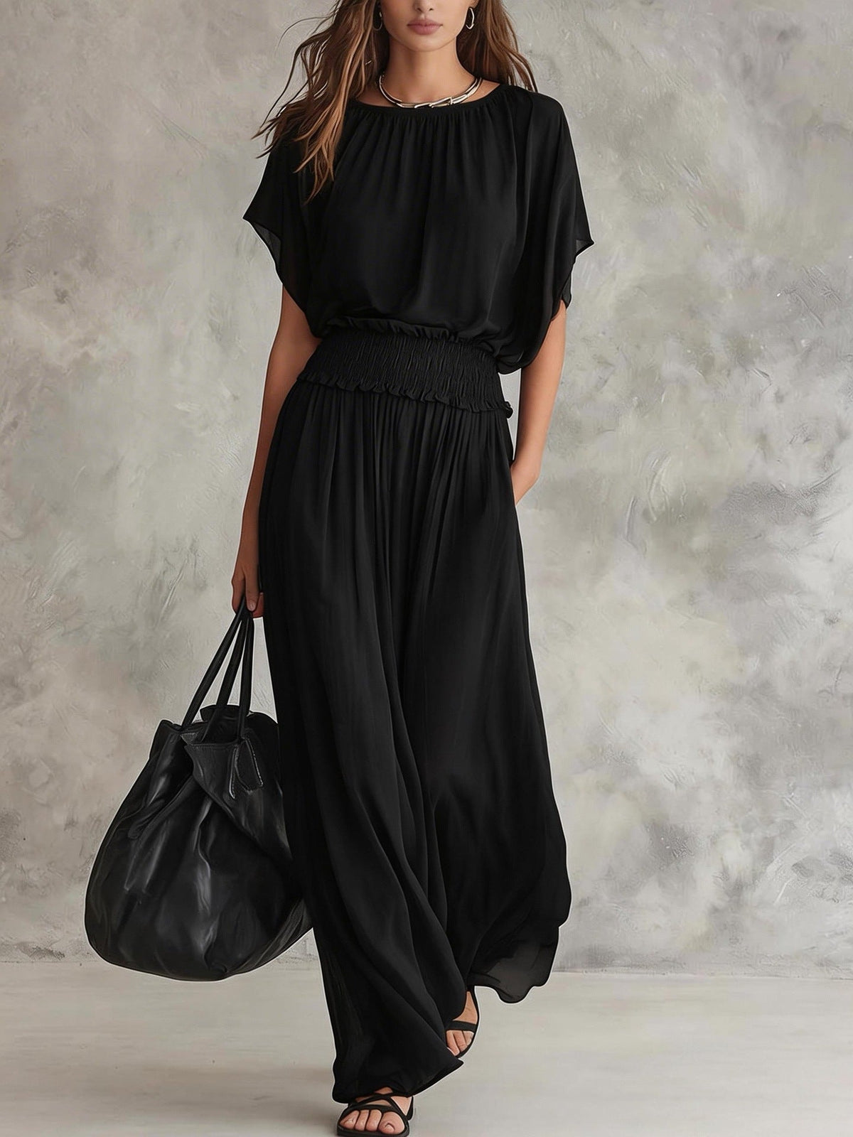 Combinaison ample à taille smockée et jambes larges