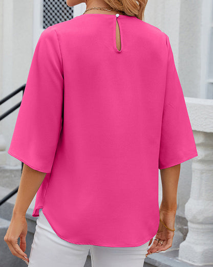 Elegant plain short-sleeved blouse