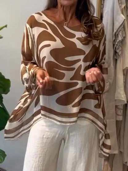 Blouse décontractée en mousseline imprimée à coupe ample